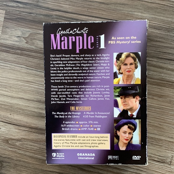 Agatha Christie Marple: Series 1 DVD Box Set Thrilling PBS Mystery Movie - Picture 3 of 9